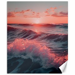 Ocean Waves Sunset Canvas 8  X 10 