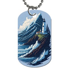 Lighthouse Sea Waves Dog Tag (two Sides)