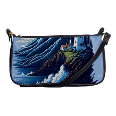 Lighthouse Sea Waves Shoulder Clutch Bag by uniart180623