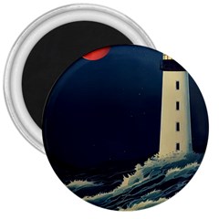 Lighthouse Lunar Eclipse Blood Moon 3  Magnets by uniart180623