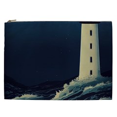 Lighthouse Lunar Eclipse Blood Moon Cosmetic Bag (xxl) by uniart180623