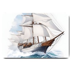 Ship Sail Sea Waves Large Doormat by uniart180623