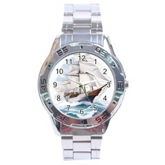 Ship Sail Sea Waves Stainless Steel Analogue Watch by uniart180623