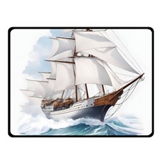 Ship Sail Sea Waves Two Sides Fleece Blanket (small) by uniart180623