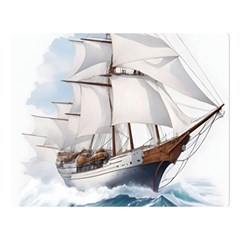 Ship Sail Sea Waves Premium Plush Fleece Blanket (large) by uniart180623