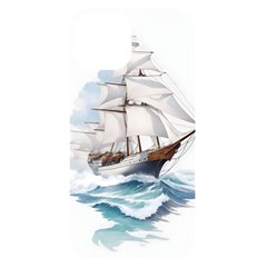Ship Sail Sea Waves Iphone 14 Black Uv Print Case by uniart180623