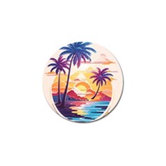 Nature Tropical Palm Trees Sunset Golf Ball Marker by uniart180623