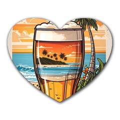 Beach Summer Drink Heart Mousepad by uniart180623