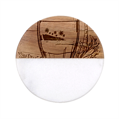 Beach Summer Drink Classic Marble Wood Coaster (round)  by uniart180623