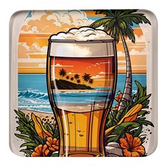 Beach Summer Drink Square Glass Fridge Magnet (4 Pack) by uniart180623