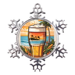 Beach Summer Drink Metal Large Snowflake Ornament by uniart180623