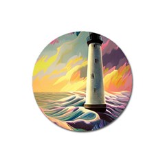 Lighthouse Colorful Abstract Art Magnet 3  (round) by uniart180623