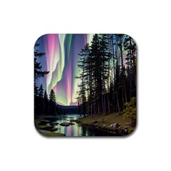 Northern Lights Aurora Borealis Rubber Coaster (square) by uniart180623