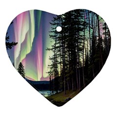 Northern Lights Aurora Borealis Heart Ornament (two Sides) by uniart180623