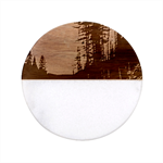 Northern Lights Aurora Borealis Classic Marble Wood Coaster (Round)  Front