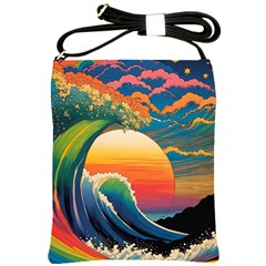 Waves Rainbow Sea Shoulder Sling Bag by uniart180623