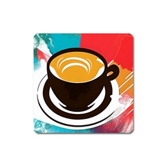 Coffee Tea Cappuccino Square Magnet by uniart180623