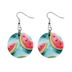 Watermelon Fruit Juicy Summer Heat Mini Button Earrings by uniart180623