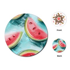 Watermelon Fruit Juicy Summer Heat Playing Cards Single Design (round) by uniart180623