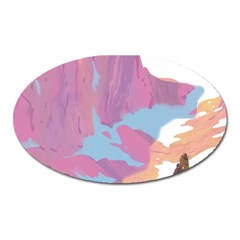 Pink Mountains Grand Canyon Psychedelic Mountain Oval Magnet by uniart180623