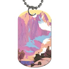 Pink Mountains Grand Canyon Psychedelic Mountain Dog Tag (two Sides)