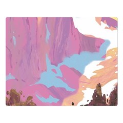 Pink Mountains Grand Canyon Psychedelic Mountain Two Sides Premium Plush Fleece Blanket (large) by uniart180623