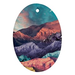 Adventure Psychedelic Mountain Oval Ornament (two Sides) by uniart180623