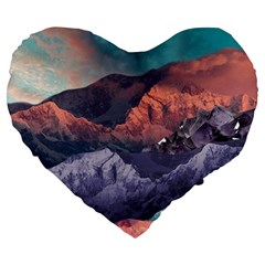 Adventure Psychedelic Mountain Large 19  Premium Heart Shape Cushions by uniart180623