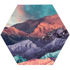 Adventure Psychedelic Mountain Wooden Puzzle Hexagon by uniart180623