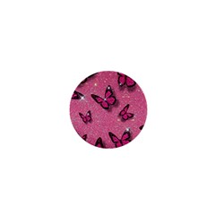 Pink Glitter Butterfly 1  Mini Buttons