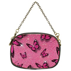 Pink Glitter Butterfly Chain Purse (two Sides) by uniart180623