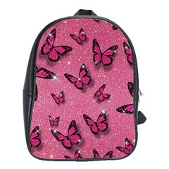 Pink Glitter Butterfly School Bag (large) by uniart180623