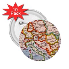 Vintage World Map Europe Globe Country State 2 25  Buttons (10 Pack)  by Grandong