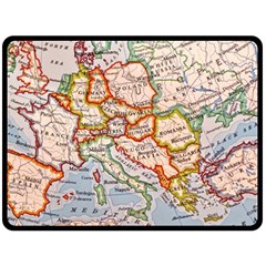 Vintage World Map Europe Globe Country State Two Sides Fleece Blanket (large) by Grandong