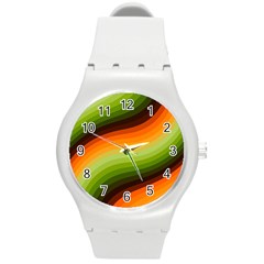 Swirl Abstract Twirl Wavy Wave Pattern Round Plastic Sport Watch (m) by pakminggu