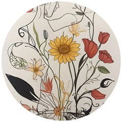 Woman Flower Pattern Wooden Puzzle Round by pakminggu