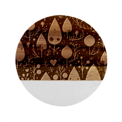 Christmas Tree Pattern Marble Wood Coaster (round)