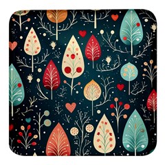 Christmas Tree Pattern Square Glass Fridge Magnet (4 Pack) by pakminggu