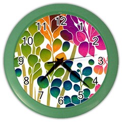 Plants Leaves Colorful Color Wall Clock