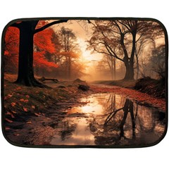 Trees Sunset Mist Fleece Blanket (mini) by pakminggu