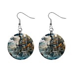 Castle Storm Sea Mini Button Earrings Front