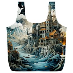 Castle Storm Sea Full Print Recycle Bag (xxxl) by pakminggu