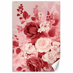 Red Pink Flower Petal Leaves Canvas 20  x 30 