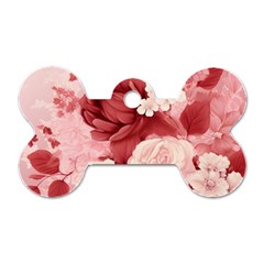 Red Pink Flower Petal Leaves Dog Tag Bone (two Sides) by pakminggu