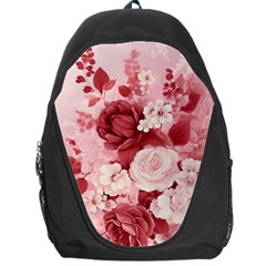 Red Pink Flower Petal Leaves Backpack Bag by pakminggu