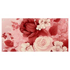 Red Pink Flower Petal Leaves Banner and Sign 4  x 2 