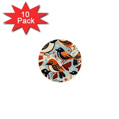 Vintage Birds pattern 1  Mini Buttons (10 pack) 