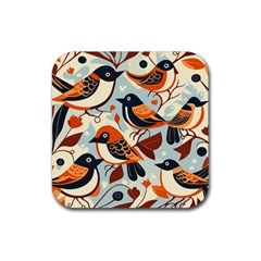 Vintage Birds pattern Rubber Coaster (Square)