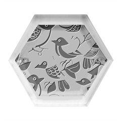 Vintage Birds Pattern Hexagon Wood Jewelry Box