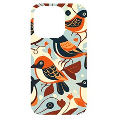 Vintage Birds Pattern Iphone 14 Pro Black Uv Print Case by Valentinaart